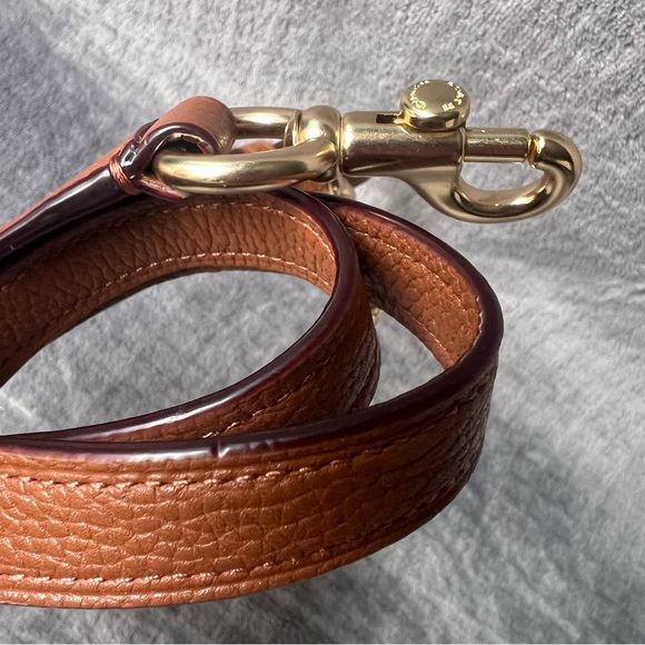 COACH Pebbled Leather Strap Replacement Adjustable Brown Gold Tone Hardware - Picture 3 of 10